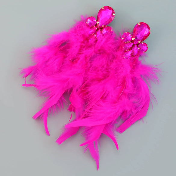 Wholesale Women's Alloy Diamond Geometric Flower Tassel Feather Earrings