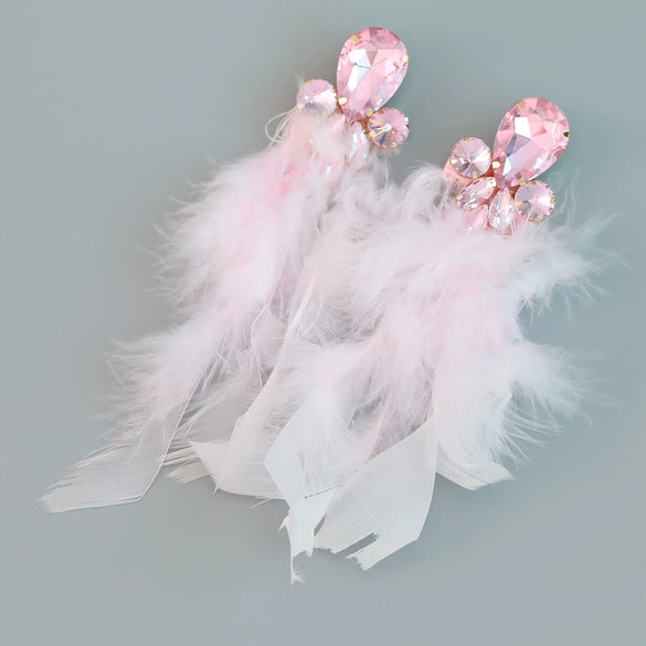 Wholesale Women's Alloy Diamond Geometric Flower Tassel Feather Earrings