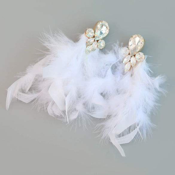 Wholesale Women's Alloy Diamond Geometric Flower Tassel Feather Earrings