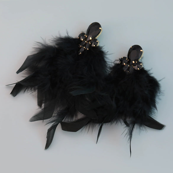 Wholesale Women's Alloy Diamond Geometric Flower Tassel Feather Earrings