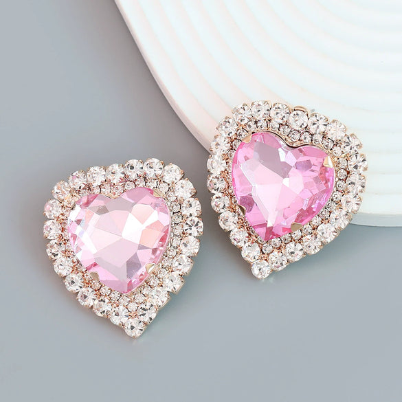 Wholesale Women's Alloy Diamond Heart Earrings