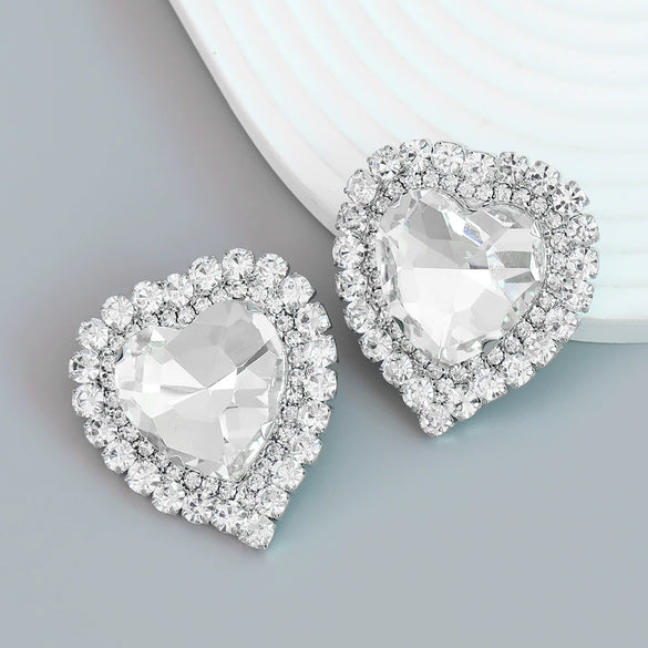 Wholesale Women's Alloy Diamond Heart Earrings
