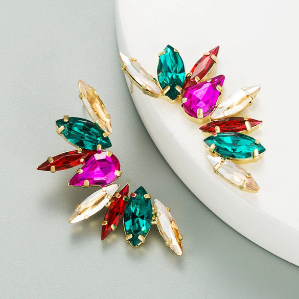 Wholesale Women's Alloy Diamond S925 Silver Needle Floral Rhinestone Earrings