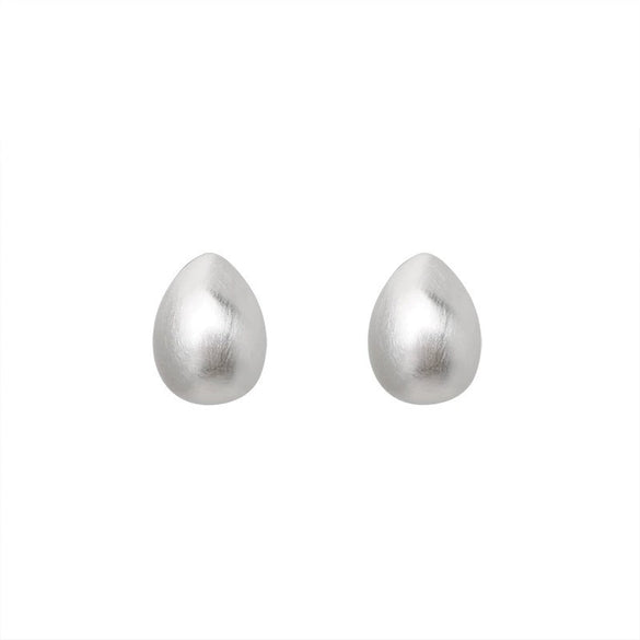 Wholesale Women's Alloy Dropshaped Frosted Brushed Stud Earrings With Electroplating Treatment