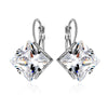 Wholesale Women's Alloy Earrings With Square Shape And Flower Pattern Inlaid With Zircon