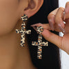 Wholesale Women's Alloy Electroplated Baroque Cross Earrings