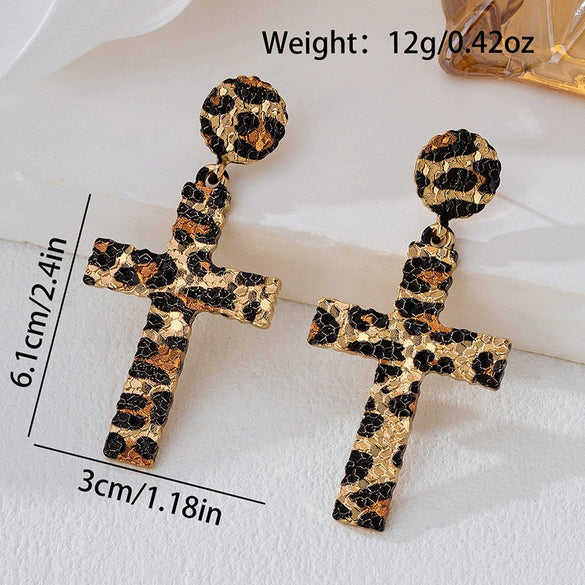 Wholesale Women's Alloy Electroplated Baroque Cross Earrings
