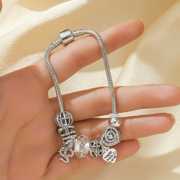 Wholesale Women's Alloy Electroplated Beaded Bracelet With Cobra Hollow Design