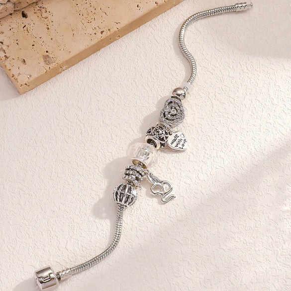 Wholesale Women's Alloy Electroplated Beaded Bracelet With Cobra Hollow Design