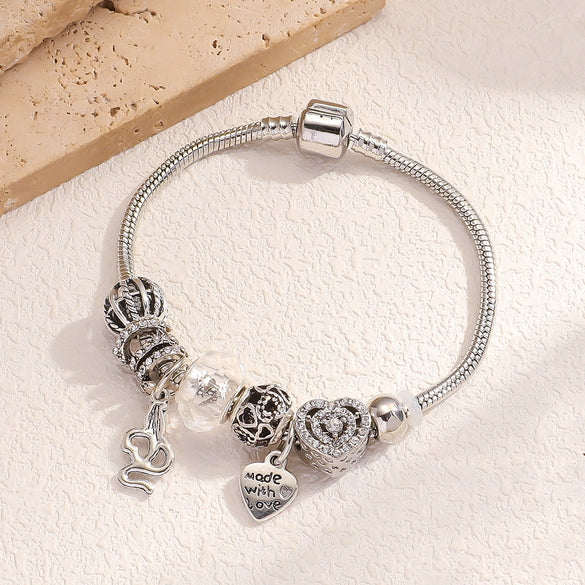 Wholesale Women's Alloy Electroplated Beaded Bracelet With Cobra Hollow Design