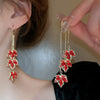 Wholesale Women's Alloy Electroplated Flower Pattern Light Luxury High Sense French Tassel Earrings