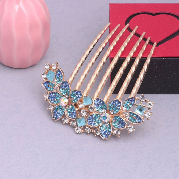Wholesale Women's Alloy Electroplated Flower Pattern Rhinestone Retro Comb Hair Accessories