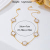 Wholesale Women's Alloy Electroplated Flowershaped Anklet With Diamond Encrusted Fourleaf And Fiveleaf Clover Pendants In Sweet And Cool Style