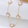 Wholesale Women's Alloy Electroplated Flowershaped Anklet With Diamond Encrusted Fourleaf And Fiveleaf Clover Pendants In Sweet And Cool Style