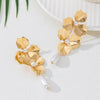 Wholesale Women's Alloy Electroplated Geometric And Flower Pattern Earrings Fashionable Exquisite Ear Accessories