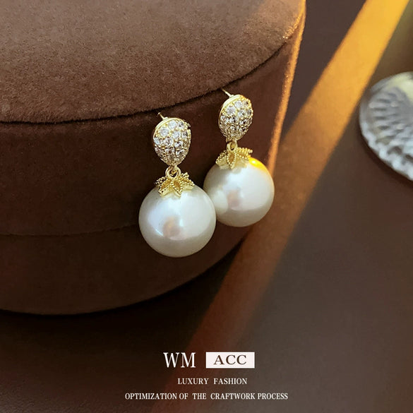 Wholesale Women's Alloy Electroplated Geometric Drop Pearl Earrings