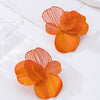Wholesale Women's Alloy Electroplated Geometric Hollow Flower And Ginkgo Leaf Stud Earrings Accessories