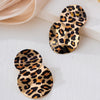 Wholesale Women's Alloy Electroplated Geometric Leopard Print Pleated Earrings