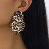 Wholesale Women's Alloy Electroplated Geometric Leopard Print Pleated Earrings