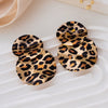 Wholesale Women's Alloy Electroplated Geometric Leopard Print Pleated Earrings