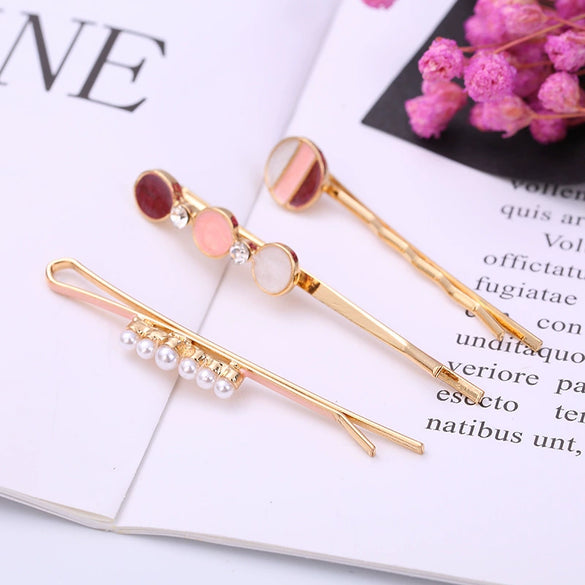 Wholesale Women's Alloy Electroplated Geometric Round Word Clip Set Hair Accessories