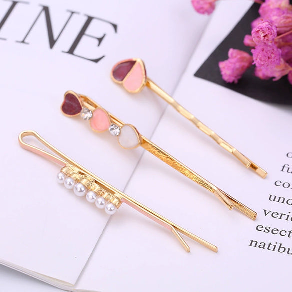 Wholesale Women's Alloy Electroplated Geometric Round Word Clip Set Hair Accessories