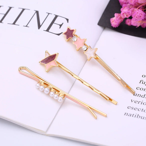 Wholesale Women's Alloy Electroplated Geometric Round Word Clip Set Hair Accessories