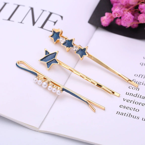 Wholesale Women's Alloy Electroplated Geometric Round Word Clip Set Hair Accessories
