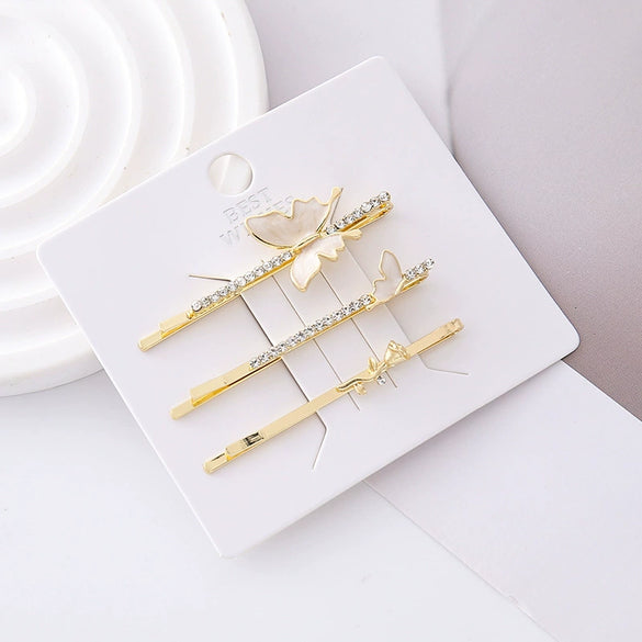 Wholesale Women's Alloy Electroplated Highend Hair Accessories Rose Pink Butterfly Hairpin Clip For Autumn And Winter
