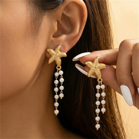 Wholesale Women's Alloy Electroplated Starfish Animal Zodiac Minimalist Style Earrings