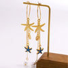 Wholesale Women's Alloy Electroplated Starfish Animal Zodiac Star Pattern Earrings With Faux Pearl Tassels