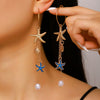 Wholesale Women's Alloy Electroplated Starfish Animal Zodiac Star Pattern Earrings With Faux Pearl Tassels