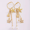 Wholesale Women's Alloy Electroplated Starfish Animal Zodiac Star Pattern Earrings With Faux Pearl Tassels