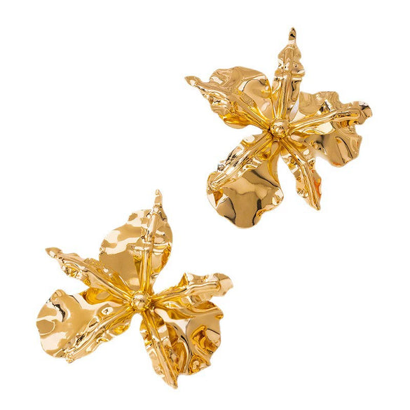Wholesale Women's Alloy Electroplated Threedimensional Flower Earrings