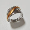 Wholesale Women's Alloy Electroplating Geometric Microinlaid Zircon Twocolor Diamond Ring Jewelry
