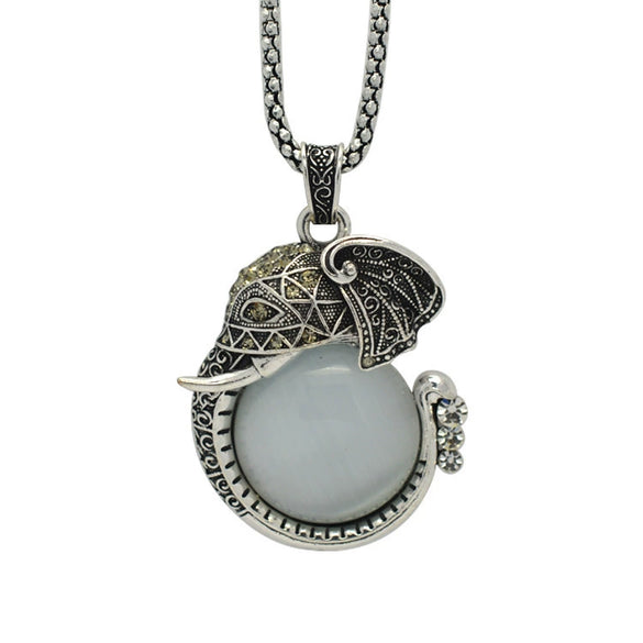 Wholesale Women's Alloy Elephant Pattern Box Chain Sweater Chain With Ancient Silver Electroplating