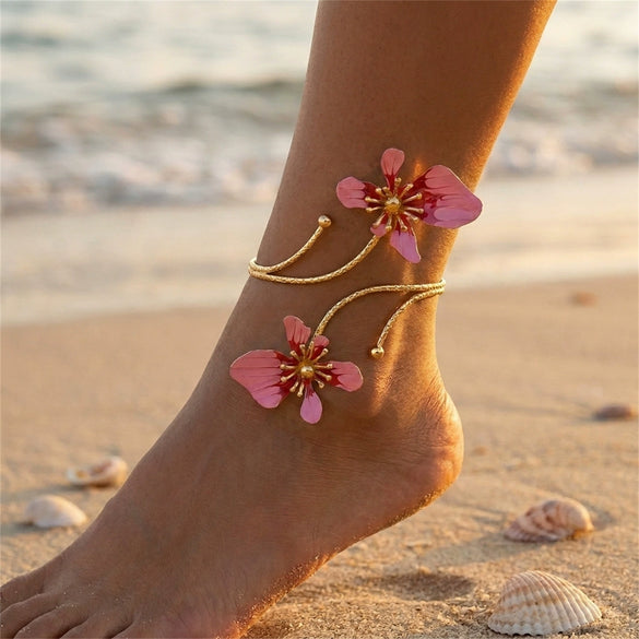 Wholesale Women's Alloy Floral Open Anklet Foot Jewelry