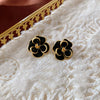 Wholesale Women's Alloy Flower Earrings With Diamond And Pearl Design Retro Fashion Temperament