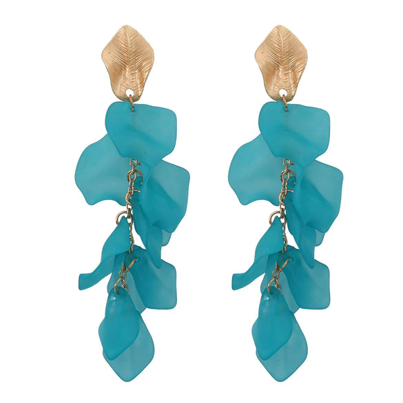 Wholesale Women's Alloy Flower Earrings With Electroplating And Multi Layer Resin Petal Design