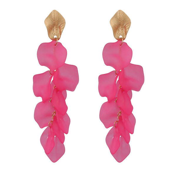 Wholesale Women's Alloy Flower Earrings With Electroplating And Multi Layer Resin Petal Design