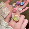 Wholesale Women's Alloy Flower Ring With Electroplating Dopamine Hydrangea Design