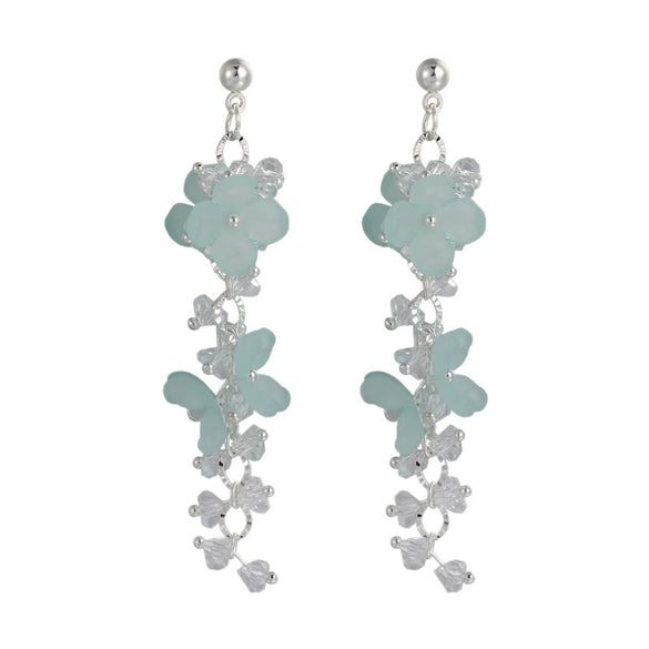 Wholesale Women's Alloy Flower Tassel Earrings With Crystal Beads And Electroplating