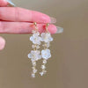 Wholesale Women's Alloy Flower Tassel Earrings With Crystal Beads And Electroplating