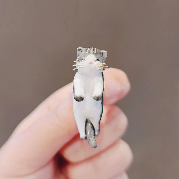 Wholesale Women's Alloy Flowershaped Antilight Kitten Brooch Electroplated Minimalist Fashionable Accessory