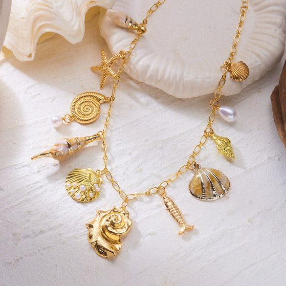 Wholesale Women's Alloy Geometric Animal Zodiac Electroplated Multipendant Necklace Choker