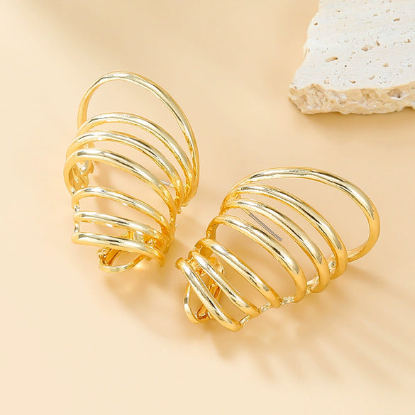 Wholesale Women's Alloy Geometric Autumn And Winter Earrings With Electroplating And Simple Multi Layer Ring Design