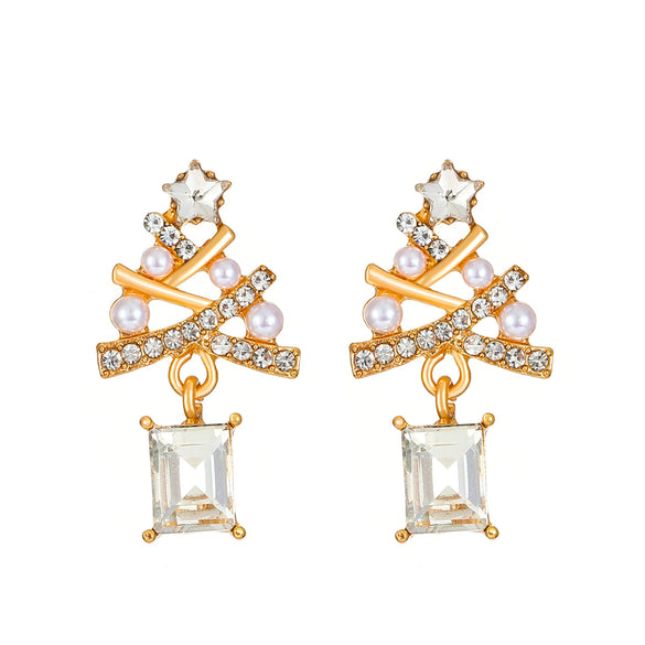 Wholesale Women's Alloy Geometric Christmas Tree Electroplated Earrings