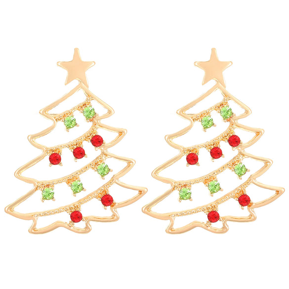 Wholesale Women's Alloy Geometric Christmas Tree Electroplated Earrings