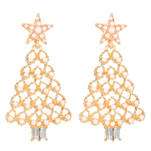 Wholesale Women's Alloy Geometric Christmas Tree Electroplated Earrings