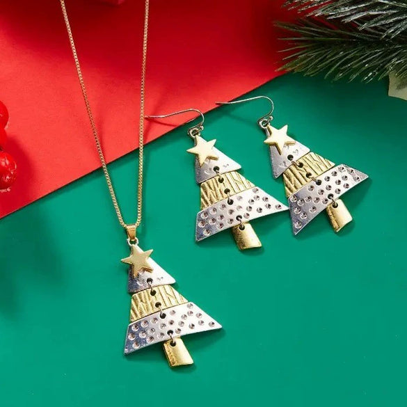 Wholesale Women's Alloy Geometric Christmas Tree Long Earrings With Electroplating Festival And Personality Style